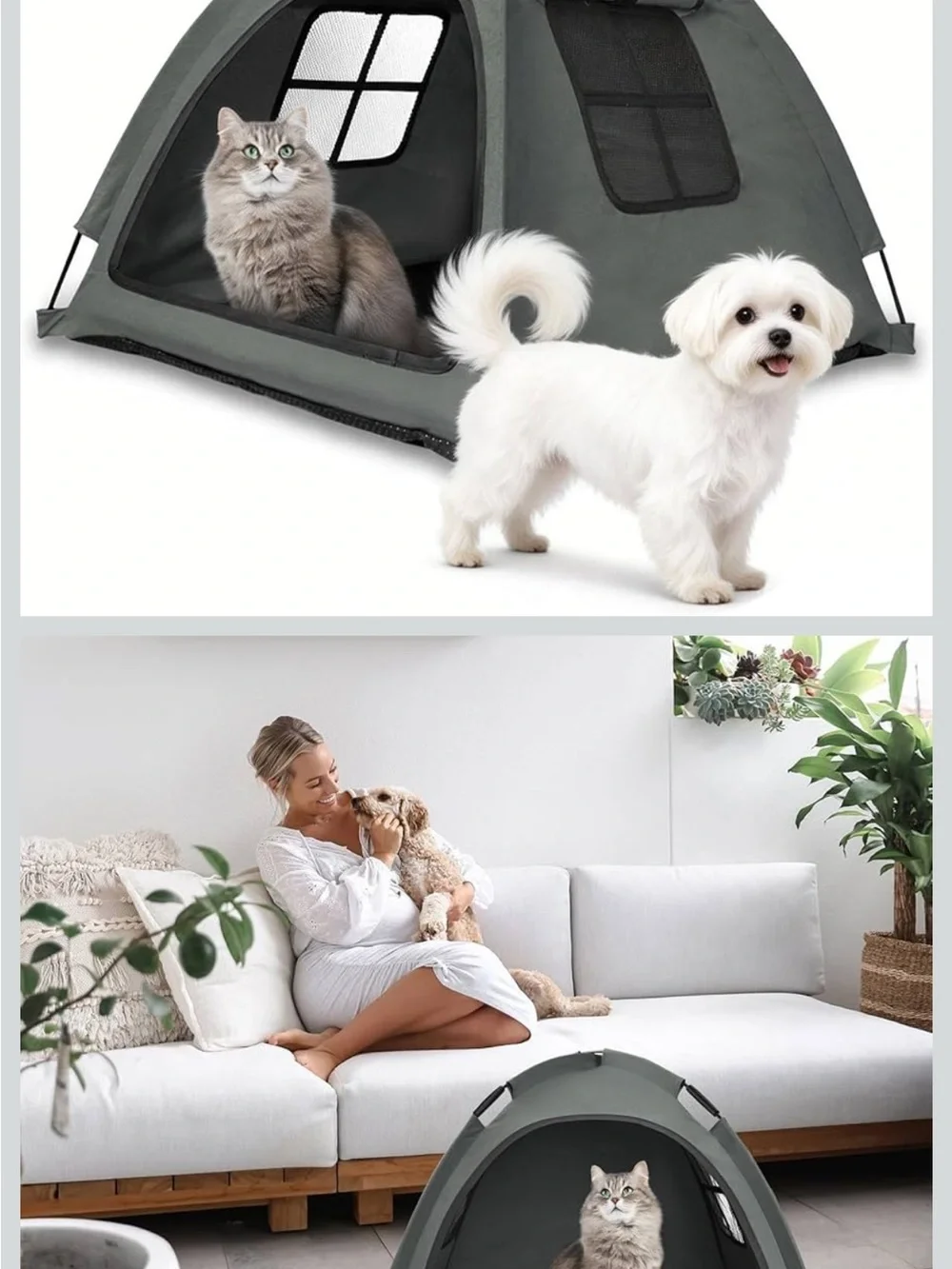 Pet Pop-Up Cat Bed Tent - Gray